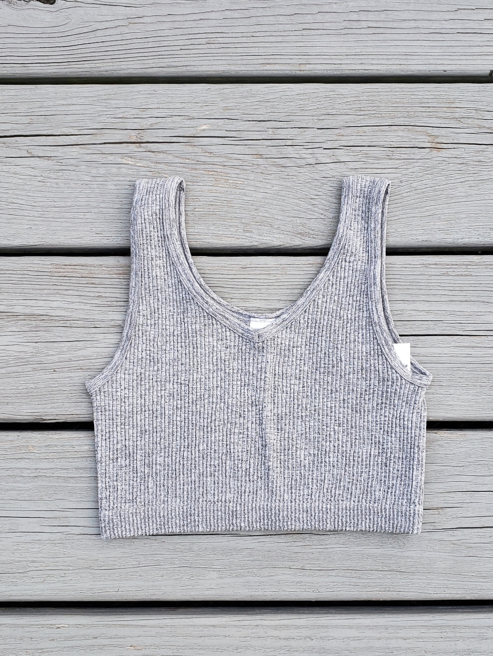 Maidenform Grey Ribbed Crop Tank Top - Small